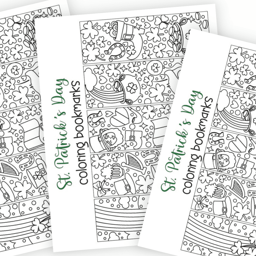 Black and white coloring bookmarks for st. patrick's day
