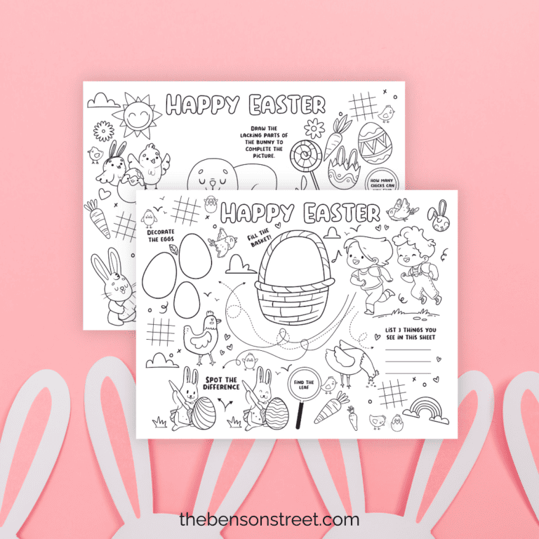 Free Printable Easter Activity Placemat for Kids (6 Designs)