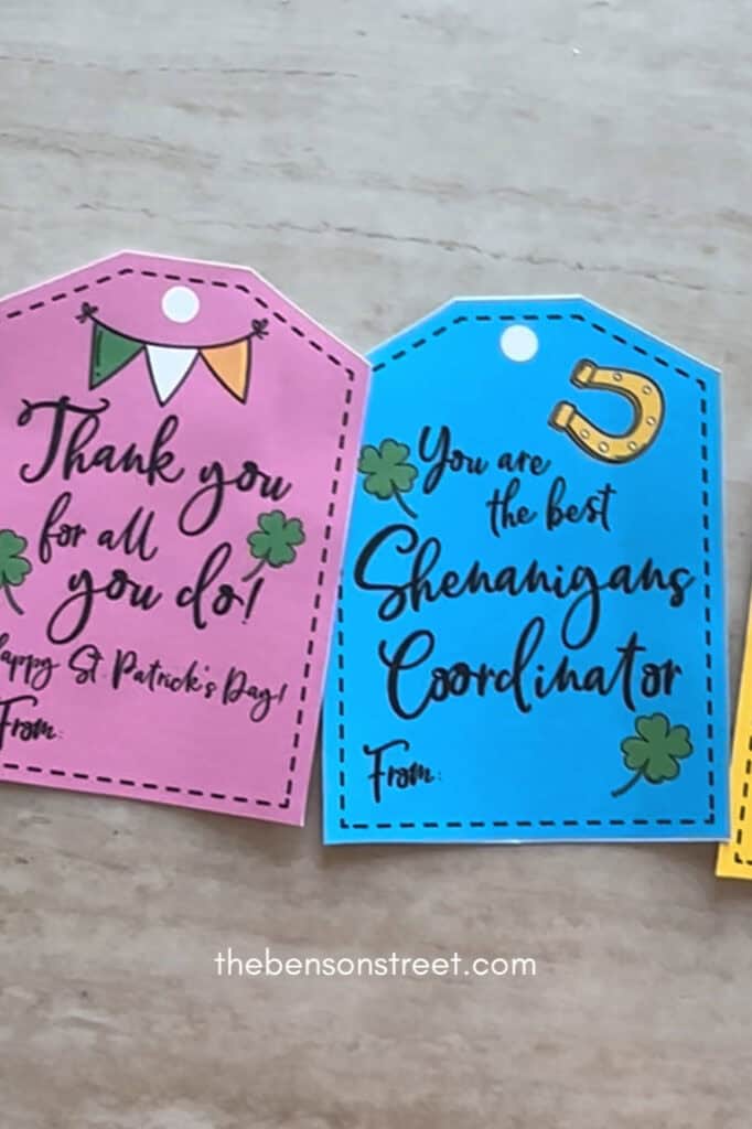 Cut out Teacher Gift Tags for St. Patrick's Day