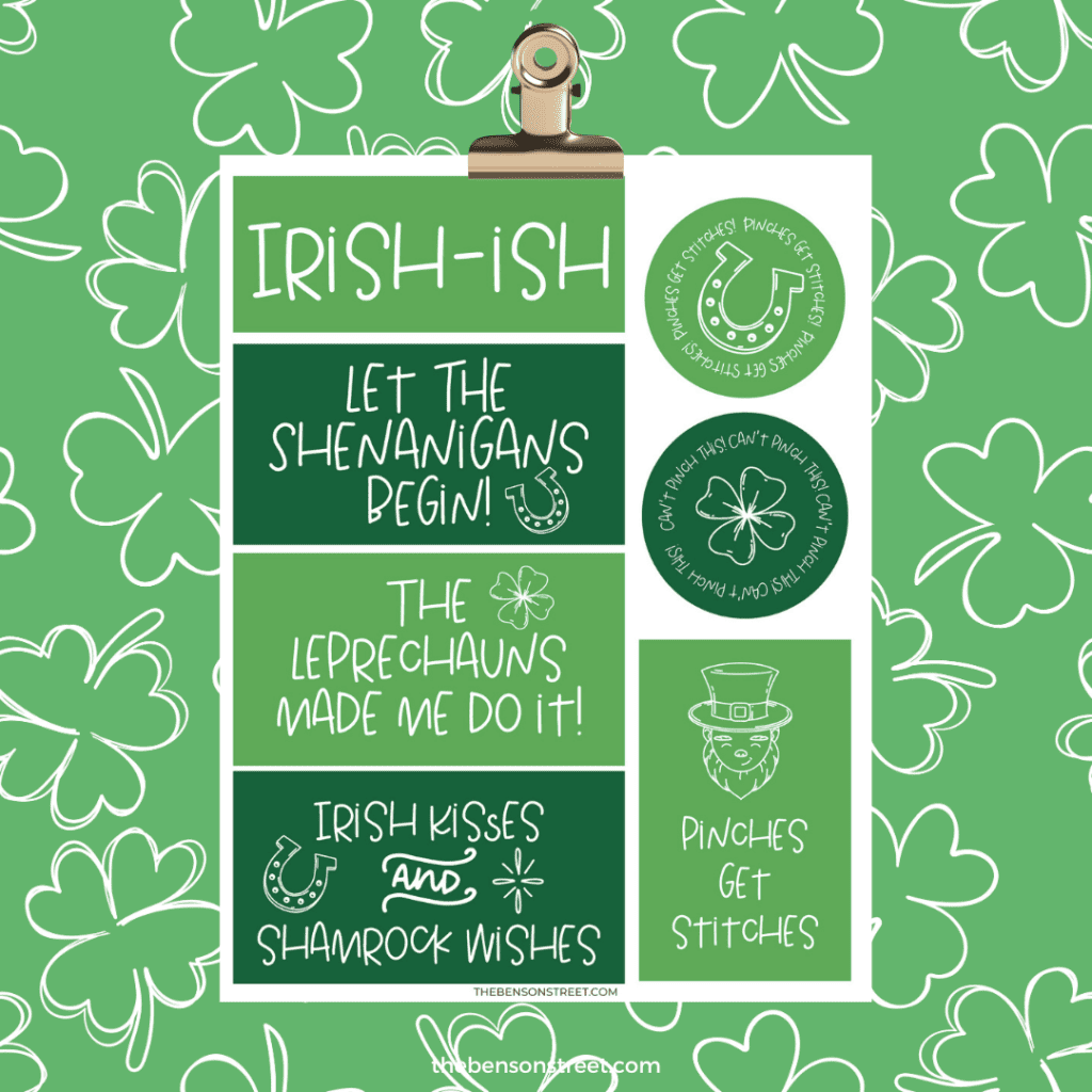 Cute tags for gifting a leprechaun treat box