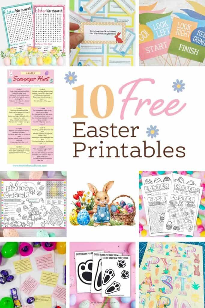 Collage of 10 free easter printables