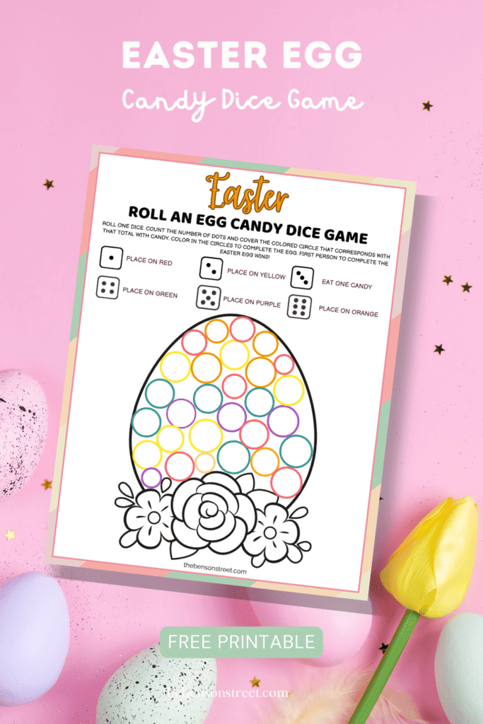 FREE Egg Easter Dice Game Printable for Kids - The Benson Street