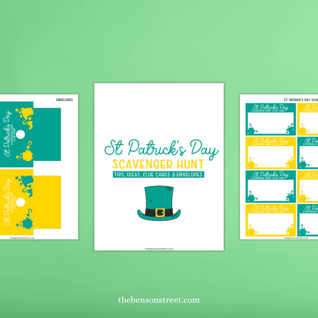 Fun St. Patrick's Day Scavenger hunt clues. Premade free printable scavenger hunt for St. Patrick's Day