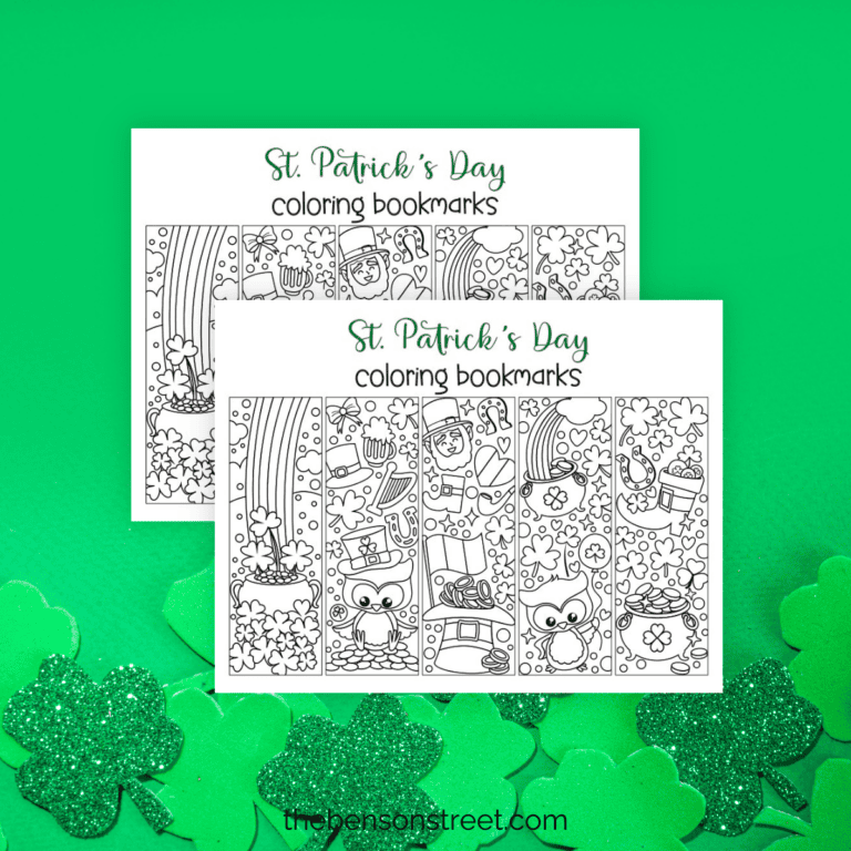 Fun activity for all ages. Black and white coloring bookmarks for st. patrick's day