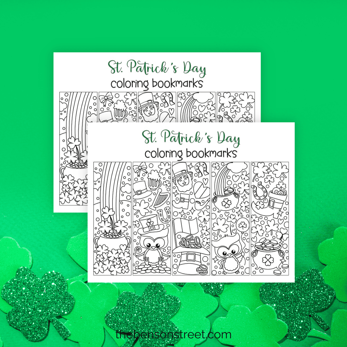 Fun activity for all ages. Black and white coloring bookmarks for st. patrick's day