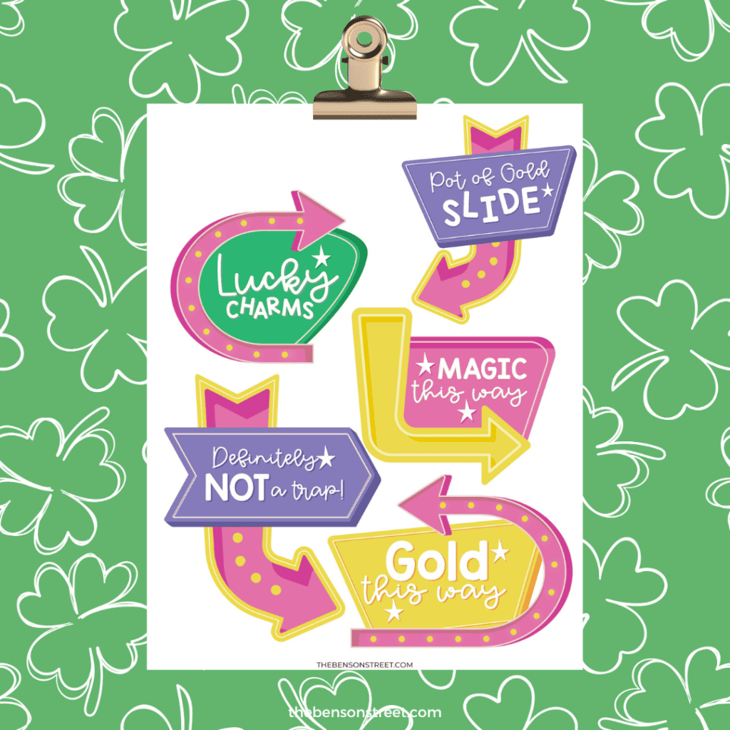 Fun simple st. patrick's day leprechaun trap signs for catching a leprechaun