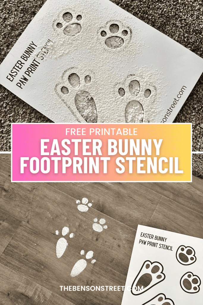 How to make cute flour eater bunny footprints with a free printable stencil