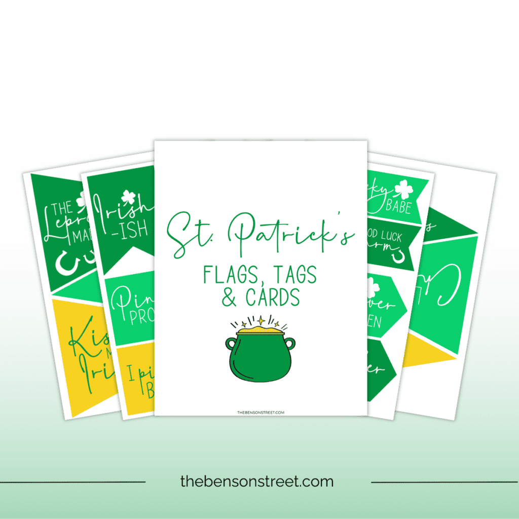 Printable gift tags, flags, and cards for St. Patrick's Day