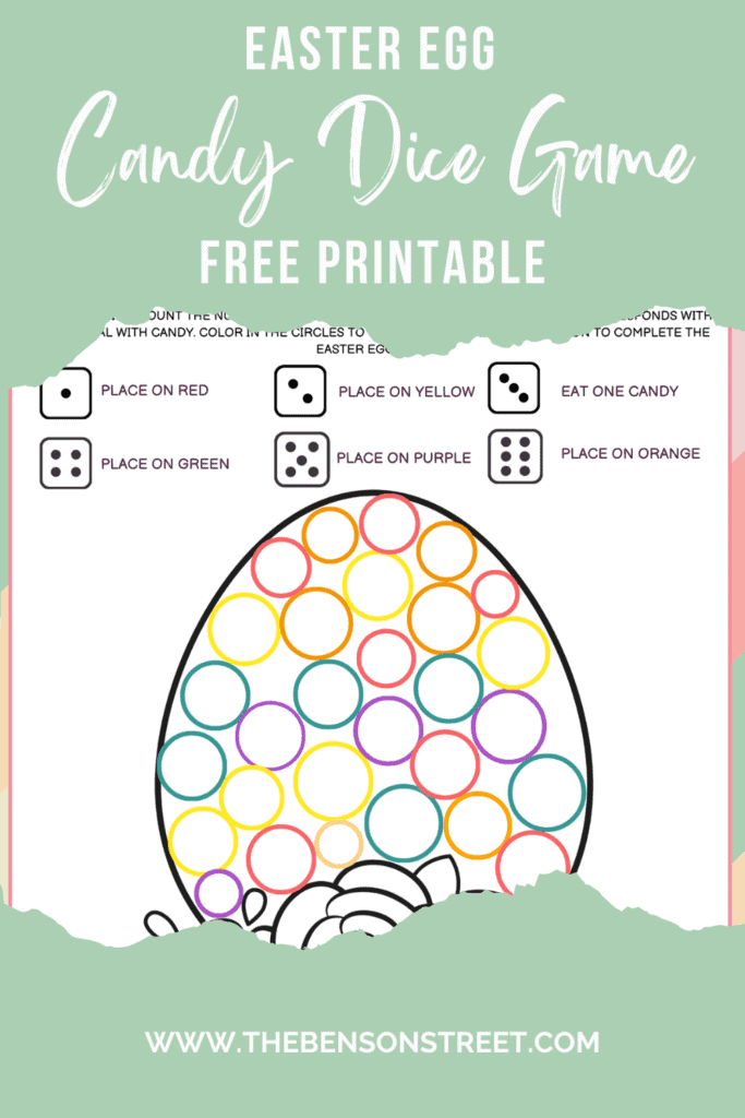 FREE Egg Easter Dice Game Printable for Kids - The Benson Street