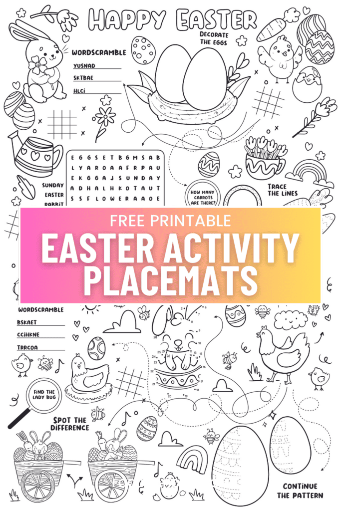 Free Printable Easter Activity Placemat for Kids (6 Designs) - The ...