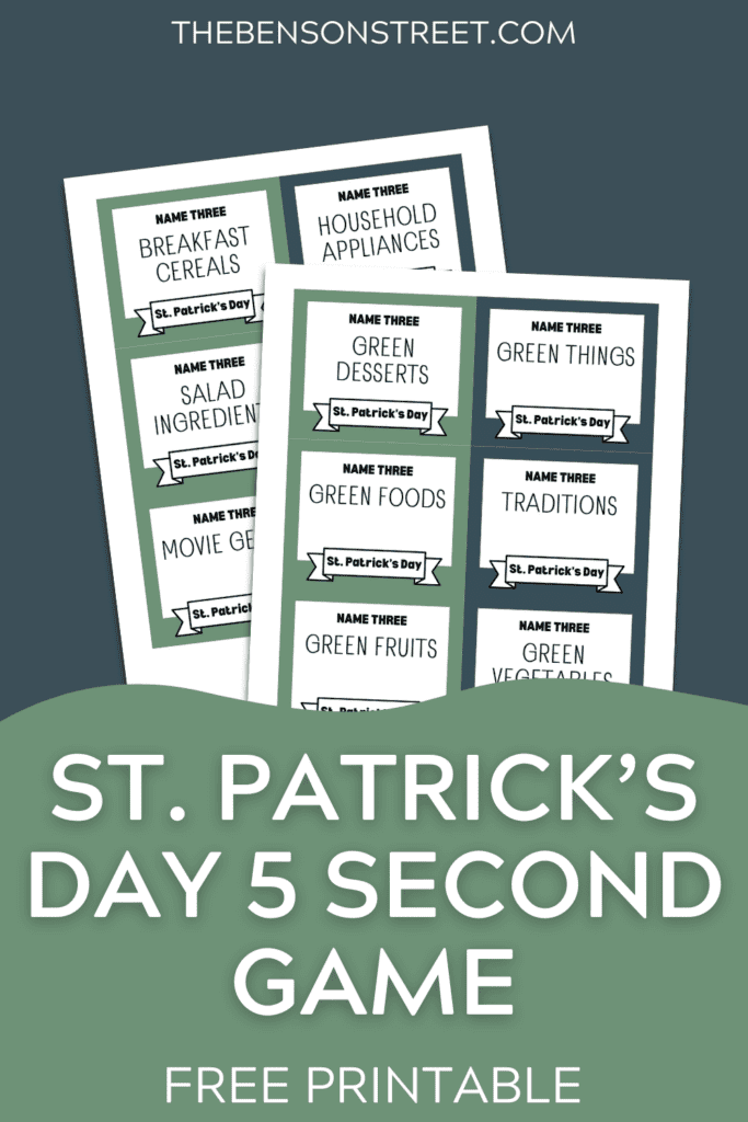 St. Patrick's Day 5 Second Game Free Printable Game