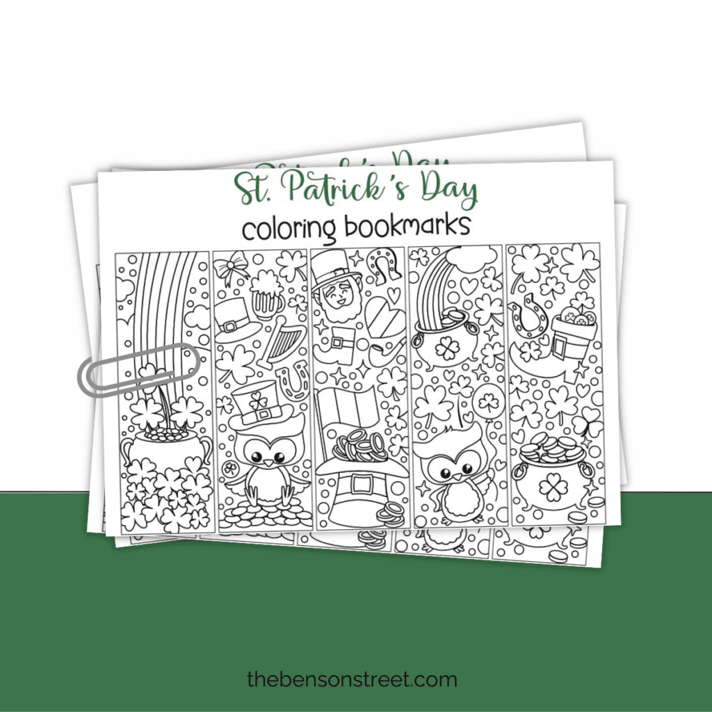 St. Patrick's Day fun coloring bookmarks