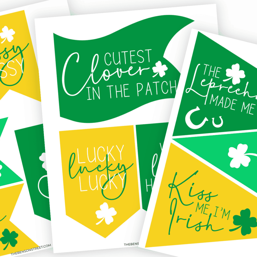 The cutest flags for decorating for St. Patrick's Day using free printables