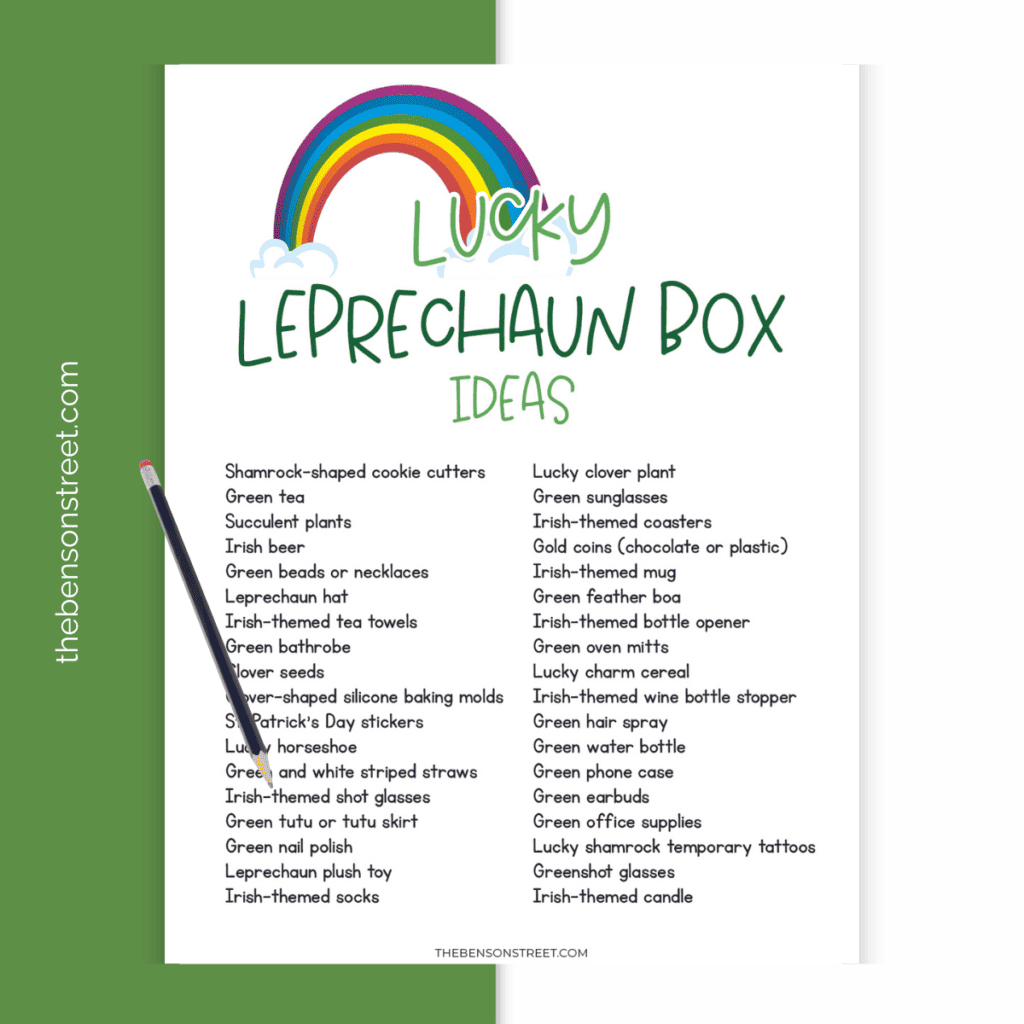 Treat ideas for St. Patrick's Day gifts in a lucky leprechaun box