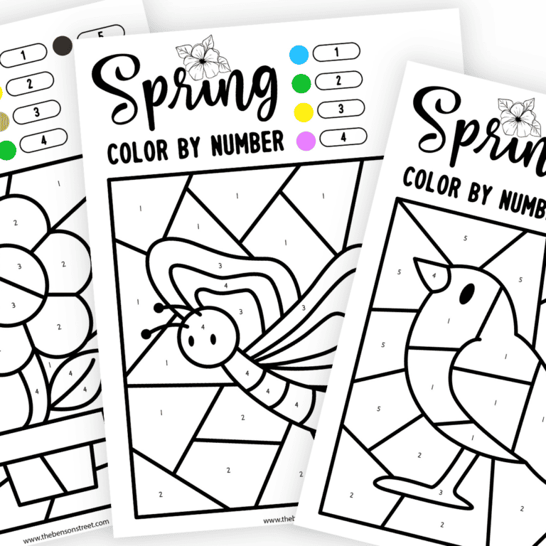 Spring Color by Number: 10 Free Printable Coloring Pages
