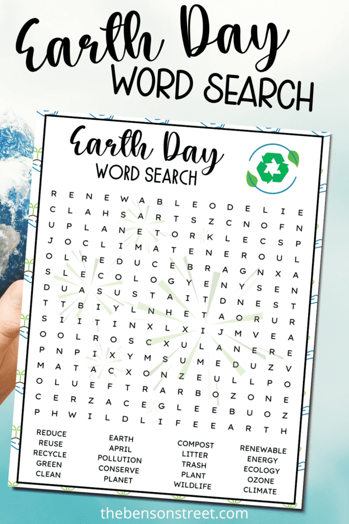 Earth Day Word Search Printable for Kids