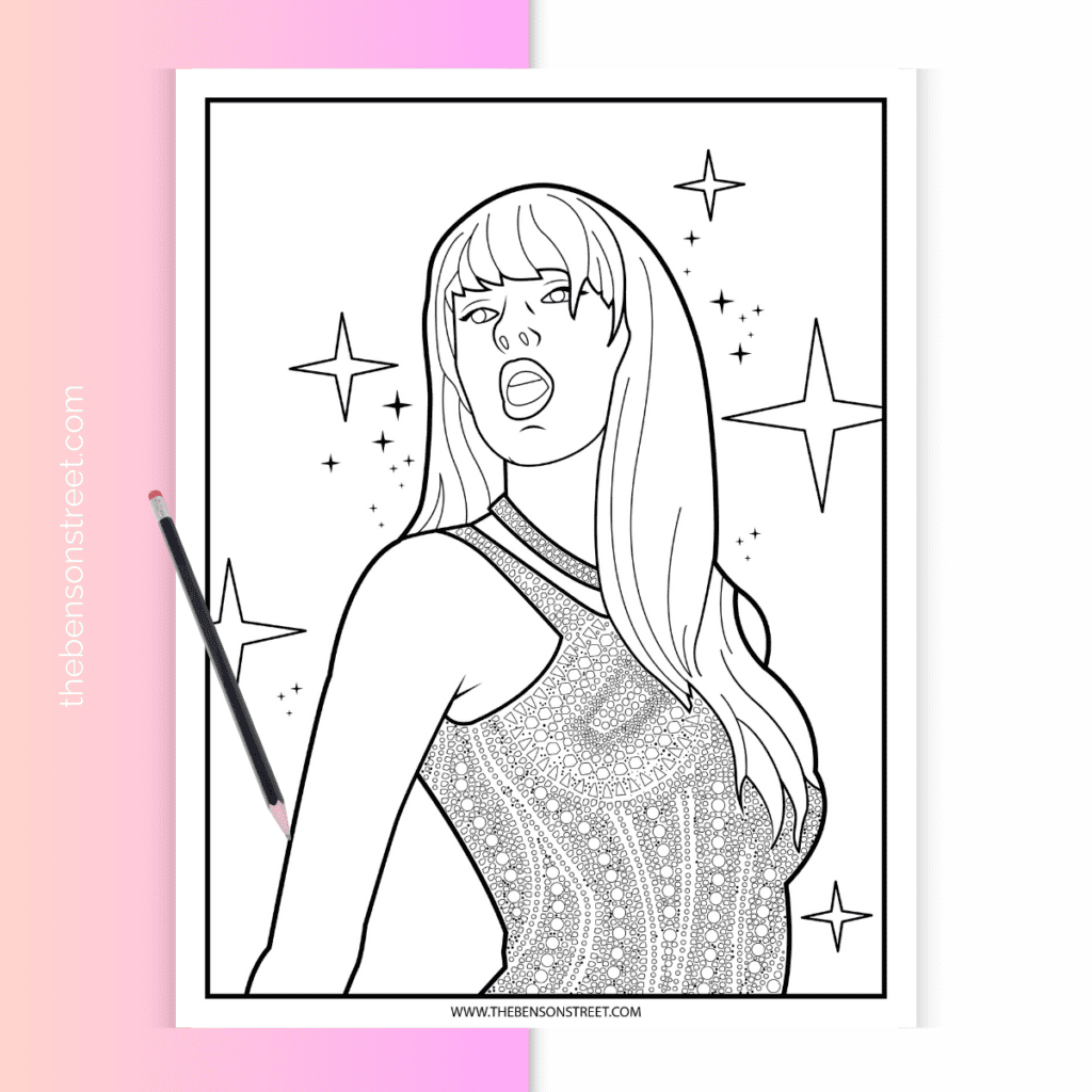 Taylor Swift Eras Tour Artwork: Dive into a world of creativity and nostalgia with this captivating coloring page.