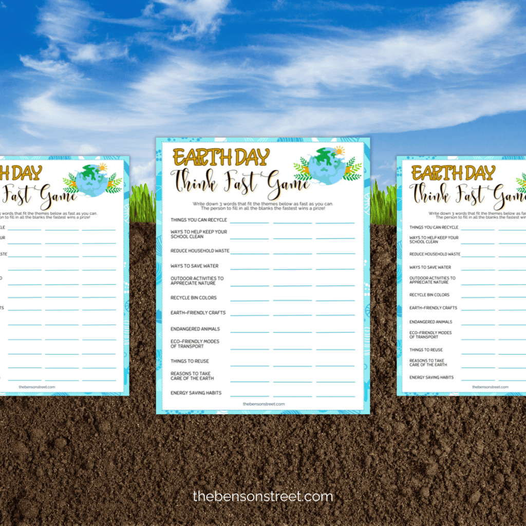Printable game for Earth Day celebration, perfect for classrooms or family gatherings