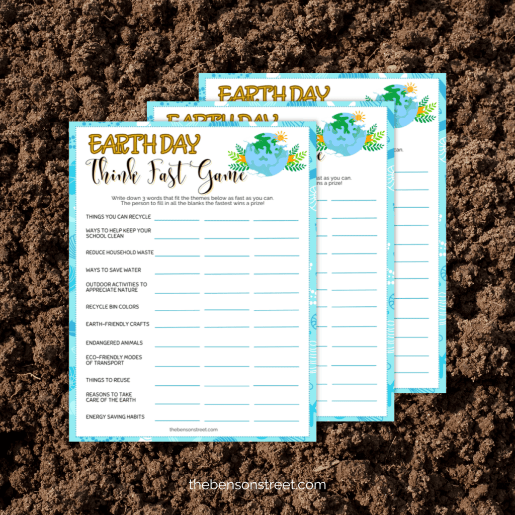 Fun Earth Day-themed printable game to test your environmental knowledge
