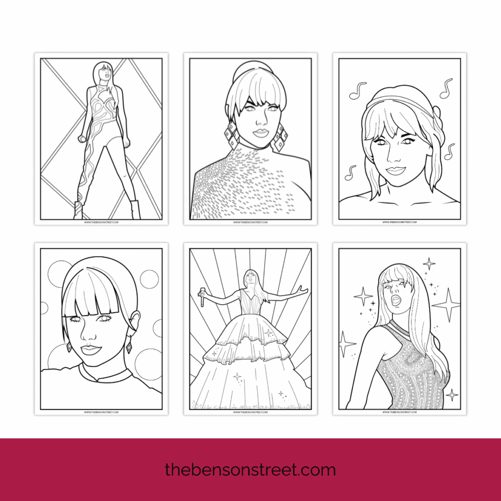 Taylor Swift Coloring Printable: Celebrate the evolution of a musical icon with this unique tour-inspired design.