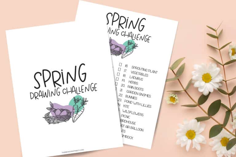 FREE Printable Spring Drawing Challenge: Daily Art Prompts