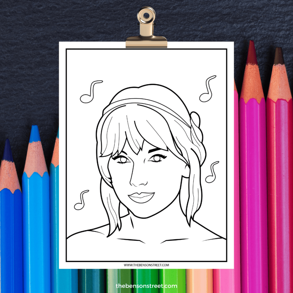 Taylor Swift Eras Tour Illustration: Express your love for Taylor's music with this intricate coloring sheet."