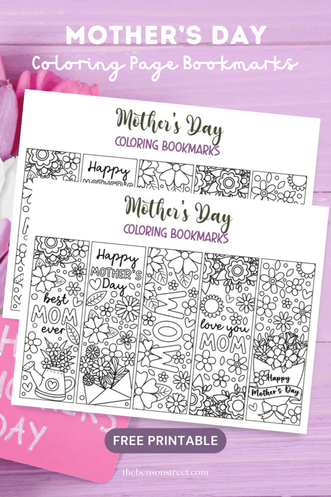 Mother's Day Coloring Bookmarks: Free Printable Gift Idea - The Benson ...