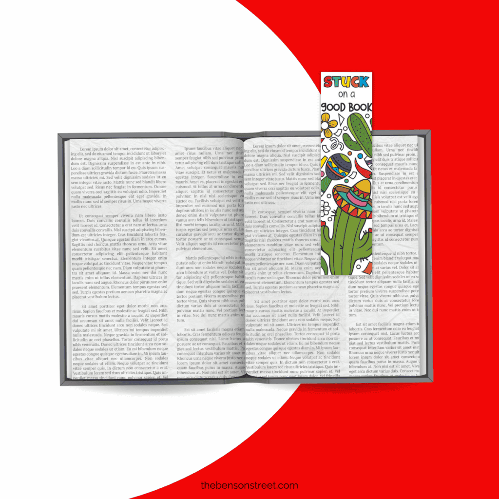Brighten up your reading with Cinco de Mayo coloring bookmarks featuring festive decorations.