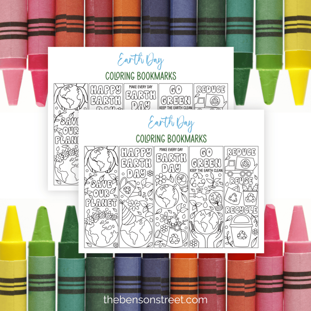 Eco-conscious coloring bookmarks for Earth Day
