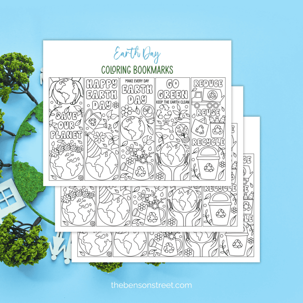 Earth Day bookmarks: Printable black and white designs