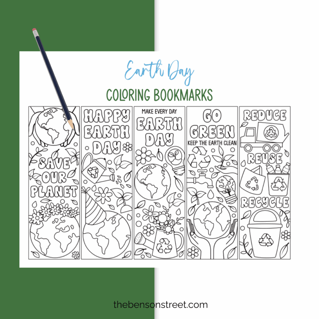 Coloring bookmarks for Earth Day: Free printable templates