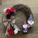 Fourth of July Dollar Store Wreath with Gnomes