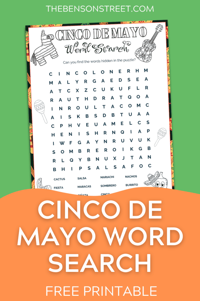 Cinco de Mayo Word Search Free Printable for Kids - The Benson Street