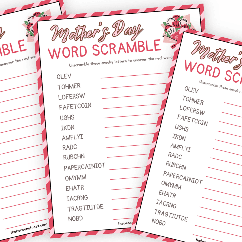 Mother's Day fun: Printable word scramble activity