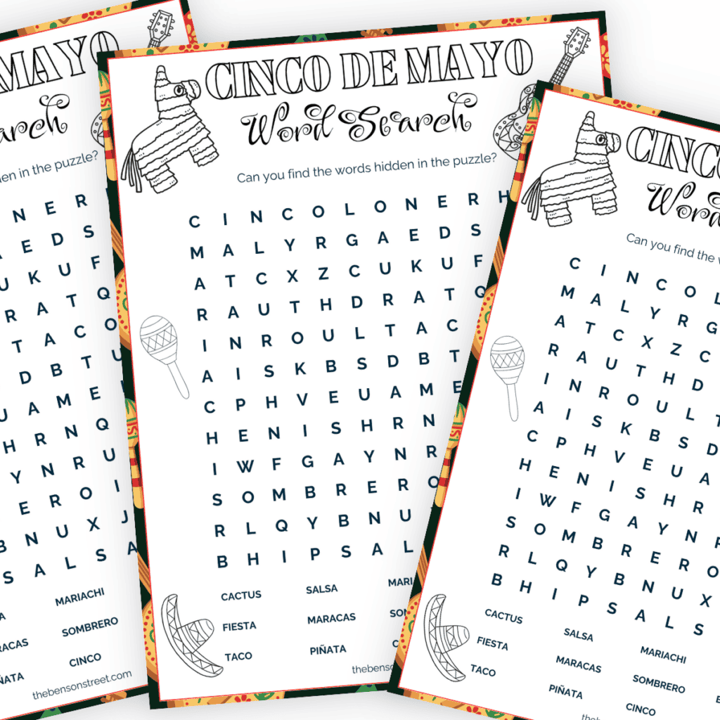 Cinco de Mayo Fun: Enjoy some festive word search entertainment with this Cinco de Mayo-themed puzzle.