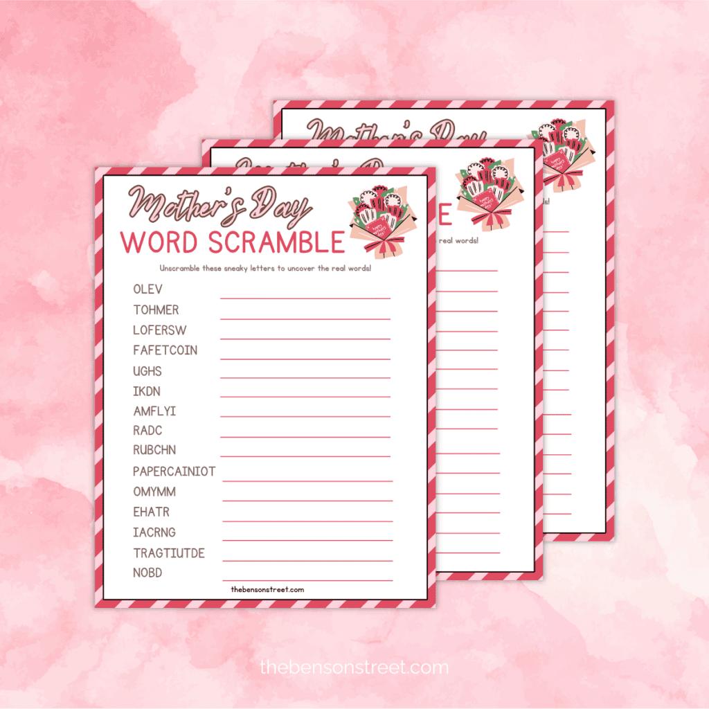Mother's Day word scramble: Free printable puzzle