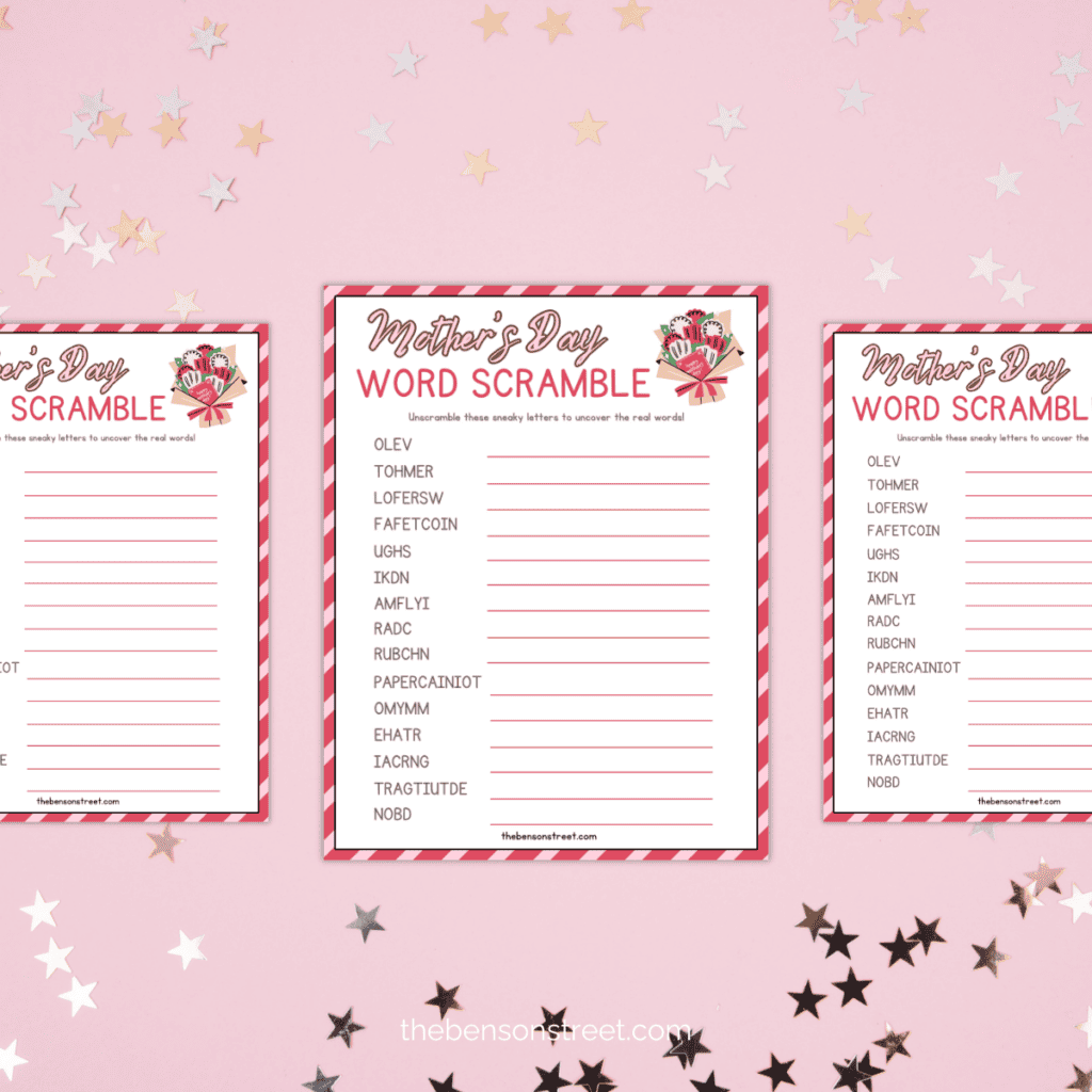 Engaging Mother's Day activity: Word scramble printable
