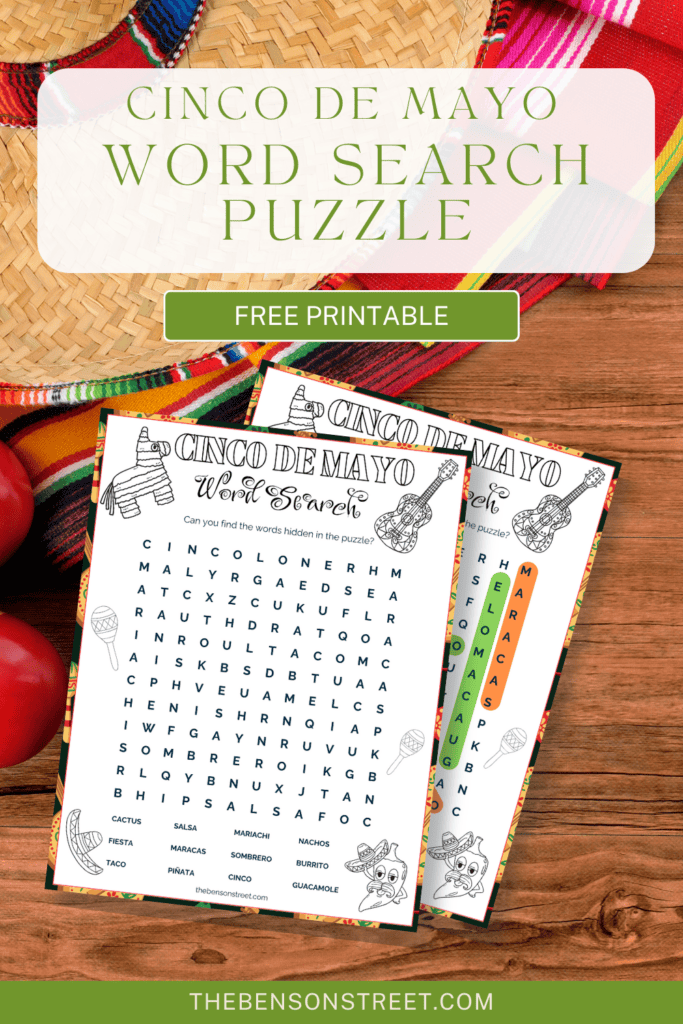 Cinco de Mayo Word Search Free Printable for Kids - The Benson Street