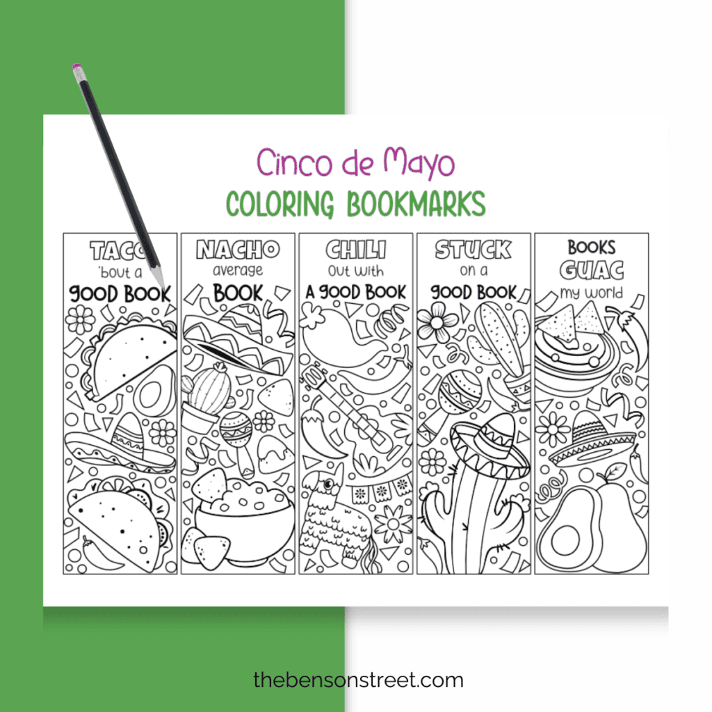 Enjoy coloring these bookmarks showcasing traditional Mexican elements for Cinco de Mayo.