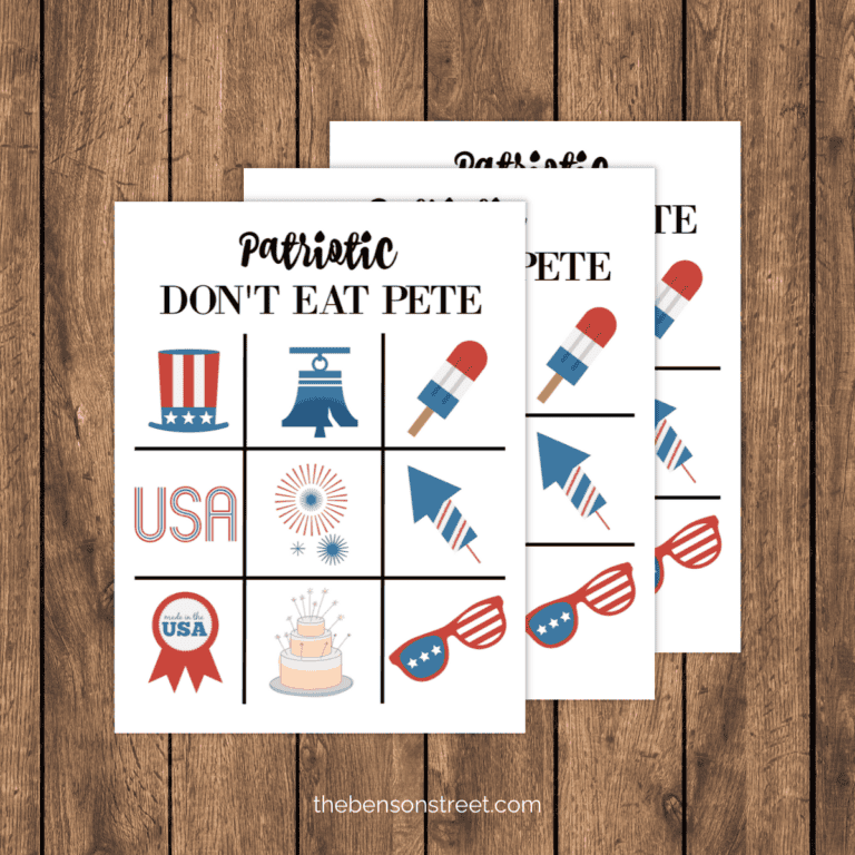 Fun and Free Printable game for July. Patriotic Don't Eat Pete
