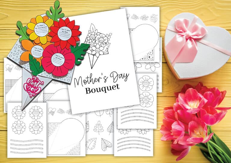 Mother’s Day Bouquet Printable Craft: Coloring Activity for Kids