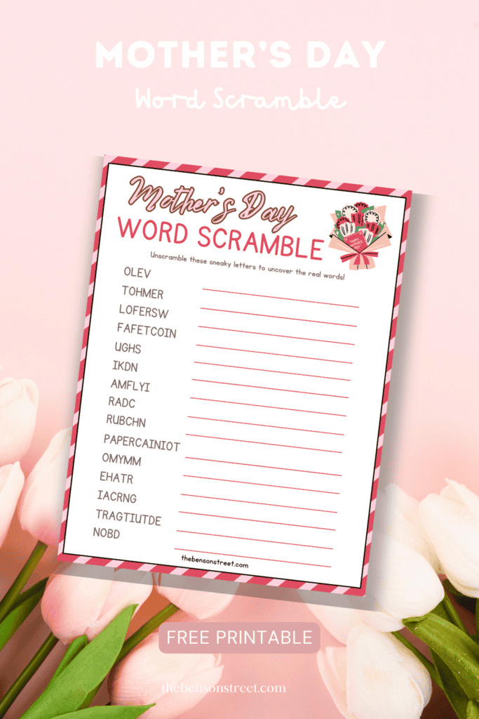 Mother's Day Word Scramble Free Printable Game