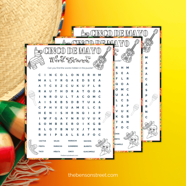 Cinco de Mayo Word Search Free Printable for Kids