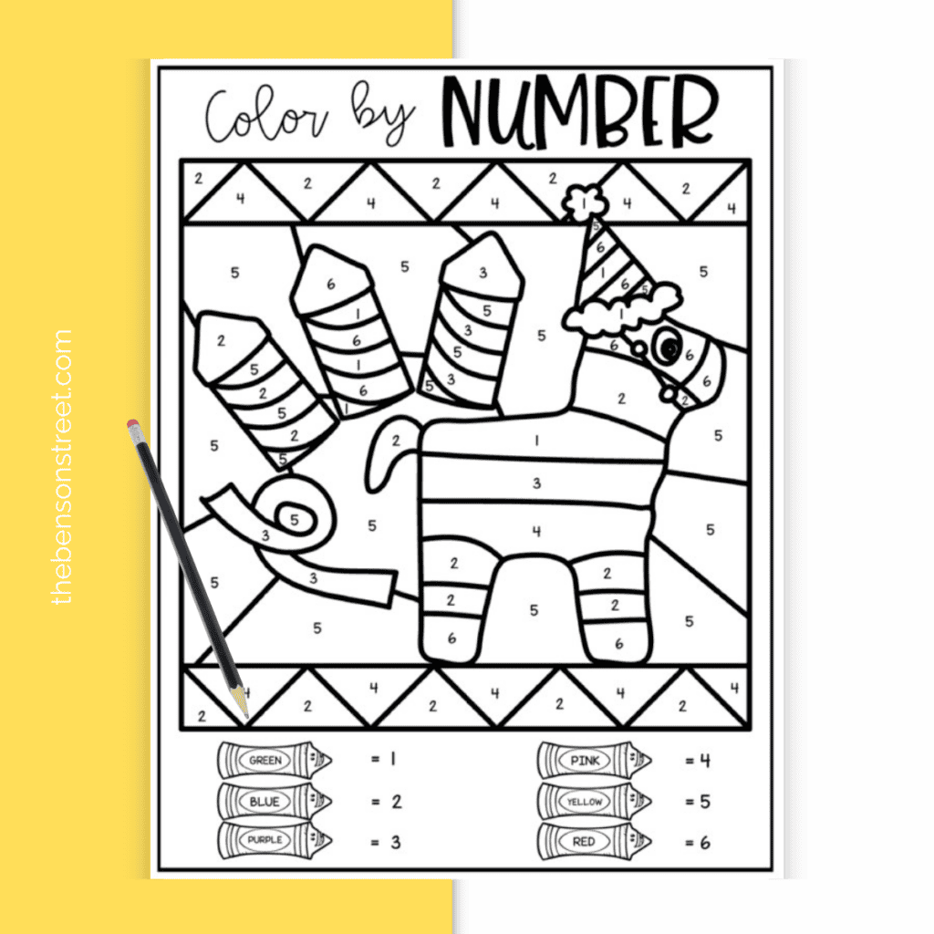 Cute pinata with fireworks to color fo Cinco De Mayo