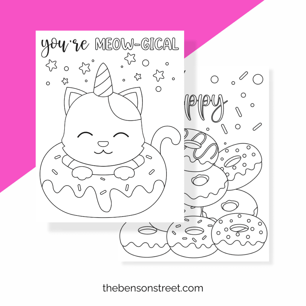 You're Meow-gical cat unicorn donut coloring page