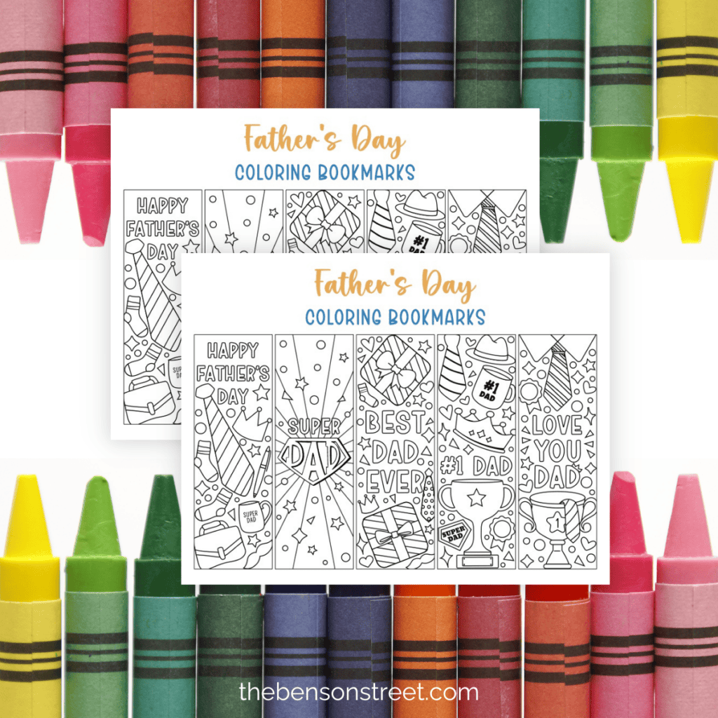 Printable Father's Day bookmarks with space for personalization and creative coloring.