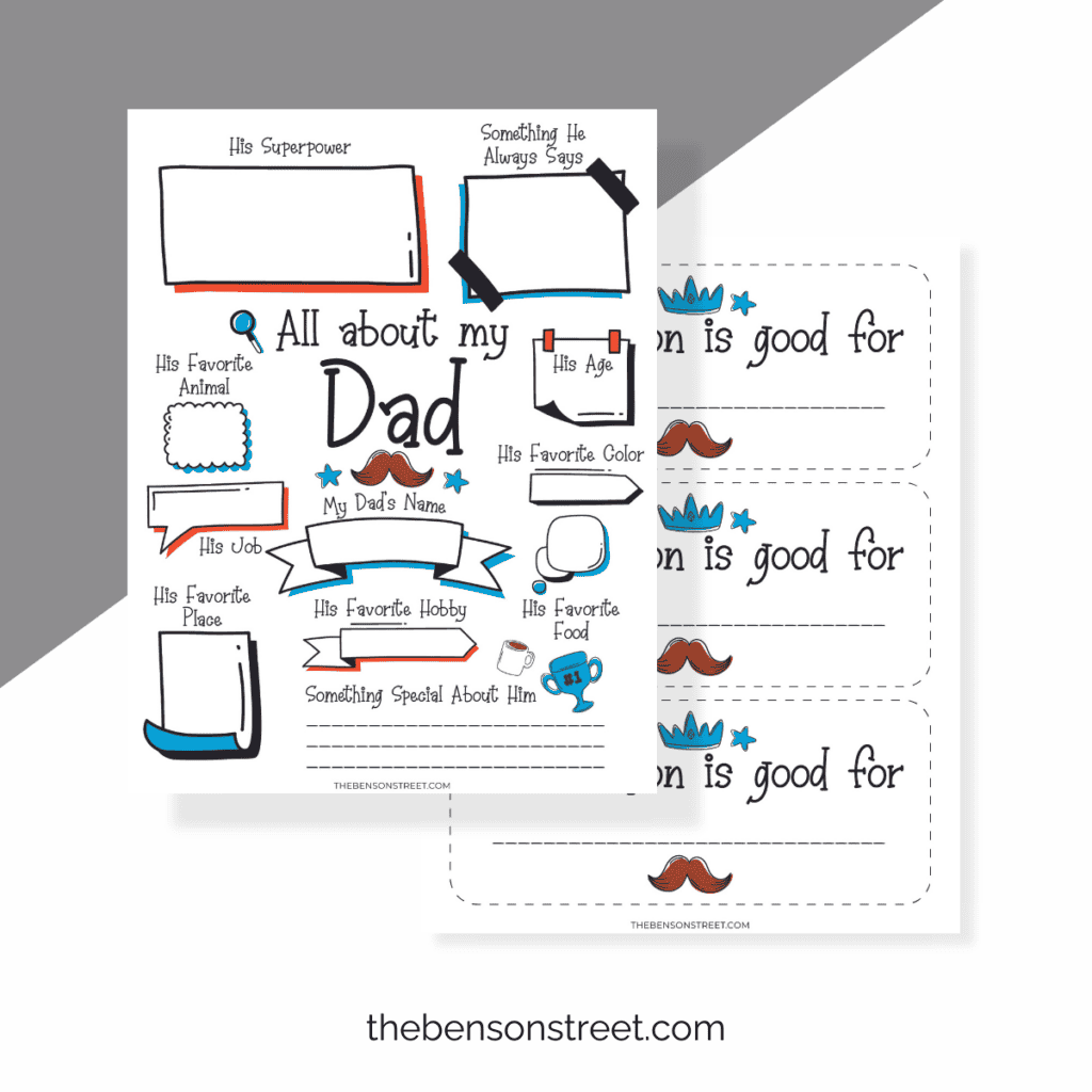 Heartfelt Father's Day Gift: Image of a worksheet where children can write down special memories with their dad.