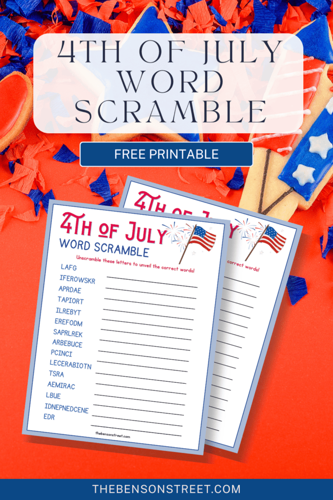 Free Printable 4th of July Word Scramble Game - The Benson Street