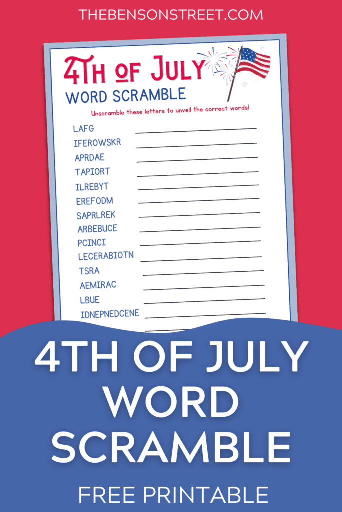 Free Printable 4th of July Word Scramble Game - The Benson Street