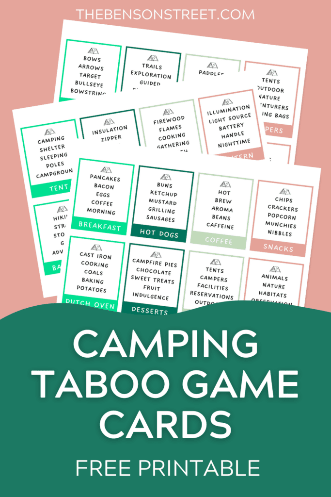 Free Printable Camping Taboo Game Cards: Fun Camping Game - The Benson 